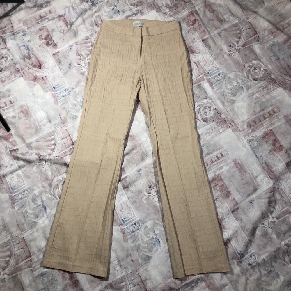 Cache TanTextured High-Rise Pants Flare